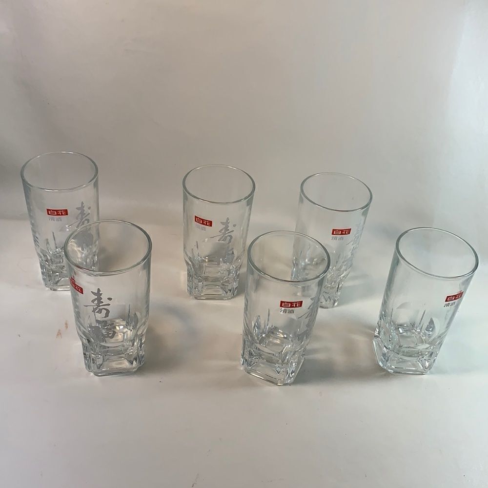 6 Japanese Bar Drinking Rocks Tumblers Glasses EUC